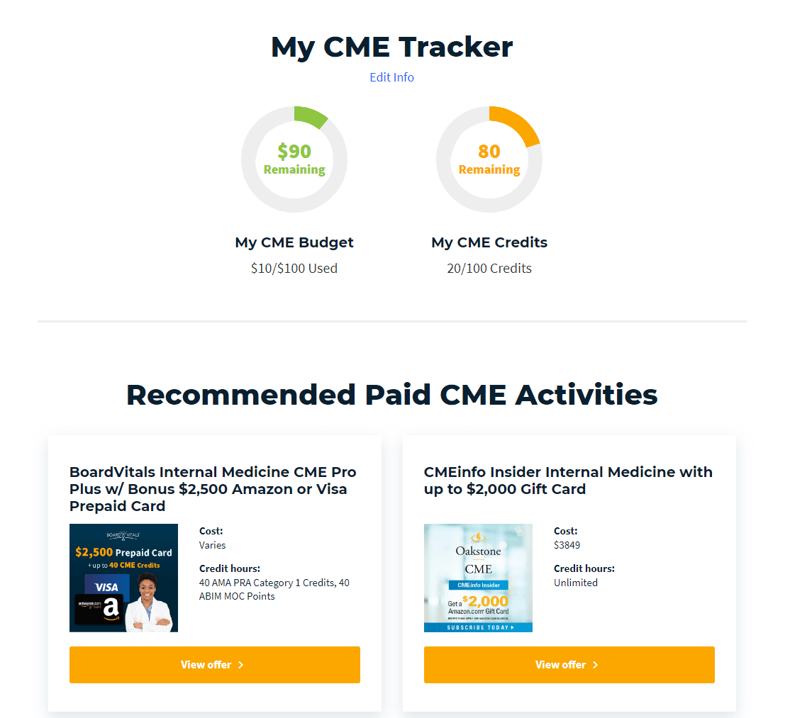 CMEList User Profiles - CME Tracking, Recommended CME Activities, and More