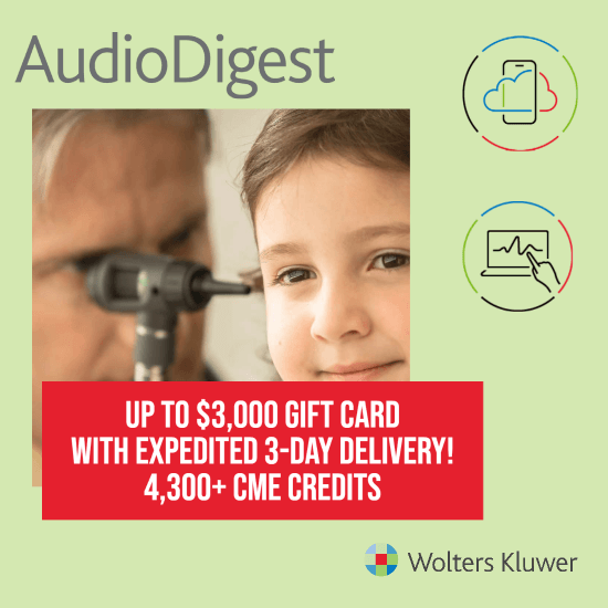 Audio Digest CME Otolaryngology Platinum Membership with up to $3000 gift card